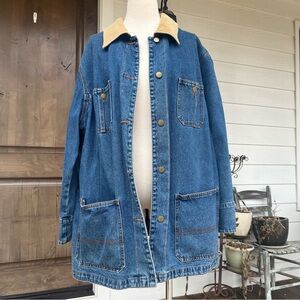 ‘90s Outbrook Denim Jacket with Tan Collar